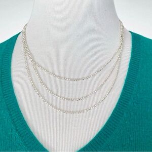 Italian 925 Sterling Silver 60” Faceted Bead Necklace 21.5g